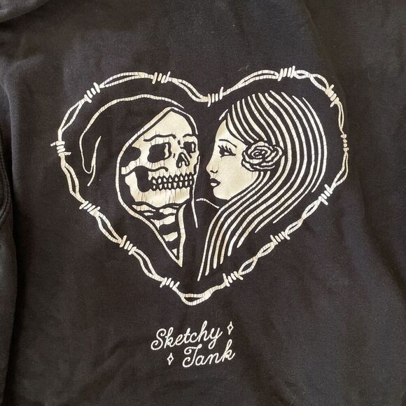 Lurking Class Sketchy Tank Hoodie Men S (no Tag) Black Heart Death Skeleton Love - Picture 2 of 6